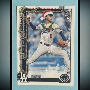 2025 Topps Holiday Dodgers Roki Sasaki RC & Christmas Hat Variation SSP#H23